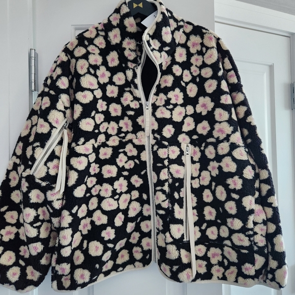 UGG "Marlene" floral fleece jacket w/ stand-up collar - Picture 4 of 10